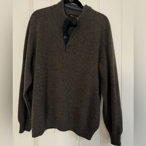 Loro Piana Dark Heather Brown And Blue Cashmere Crewneck Sweater